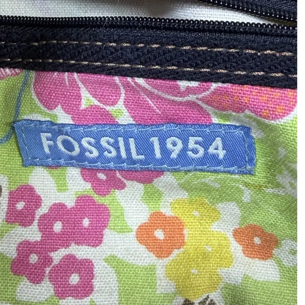 Fossil Women's Black Canvas Leather Carry Everyday Satchel Tote Bag Carry